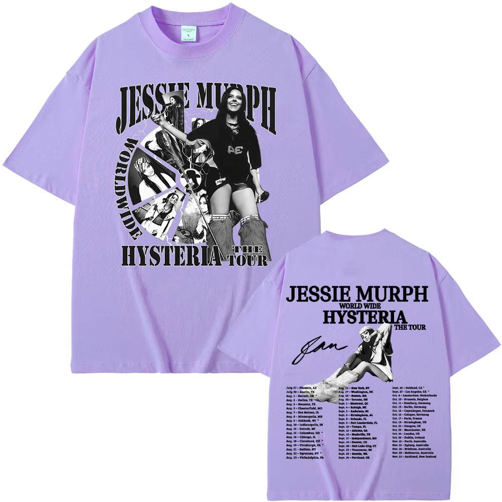 Jessie Murph Worldwide Hysteria Tour T-shirt 2025 Music Sad Girl Concert T-shirts Men Women Retro Hip Hop Fashion Cotton T Shirt