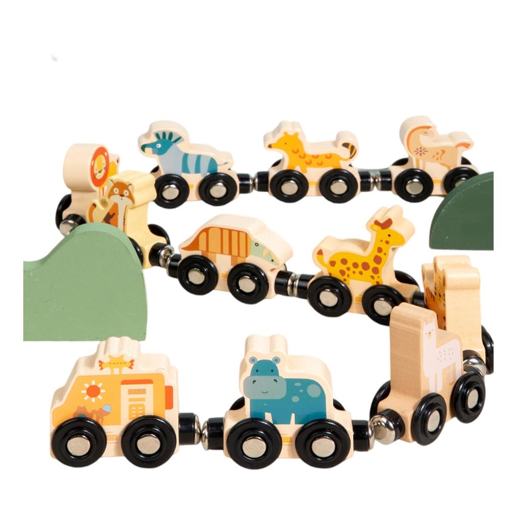 This Children's Magnetic Traffic Train Wooden Spliced Early Education Tractor Building Block Toy Is A High-quality Children's Toy That Combines Educat