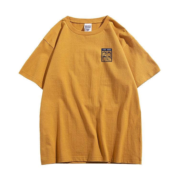 Men's Trendy Little Man Print Japanese T-Shirt - Pure Cotton, Short Sleeve, Loose Fit, Crew Neck