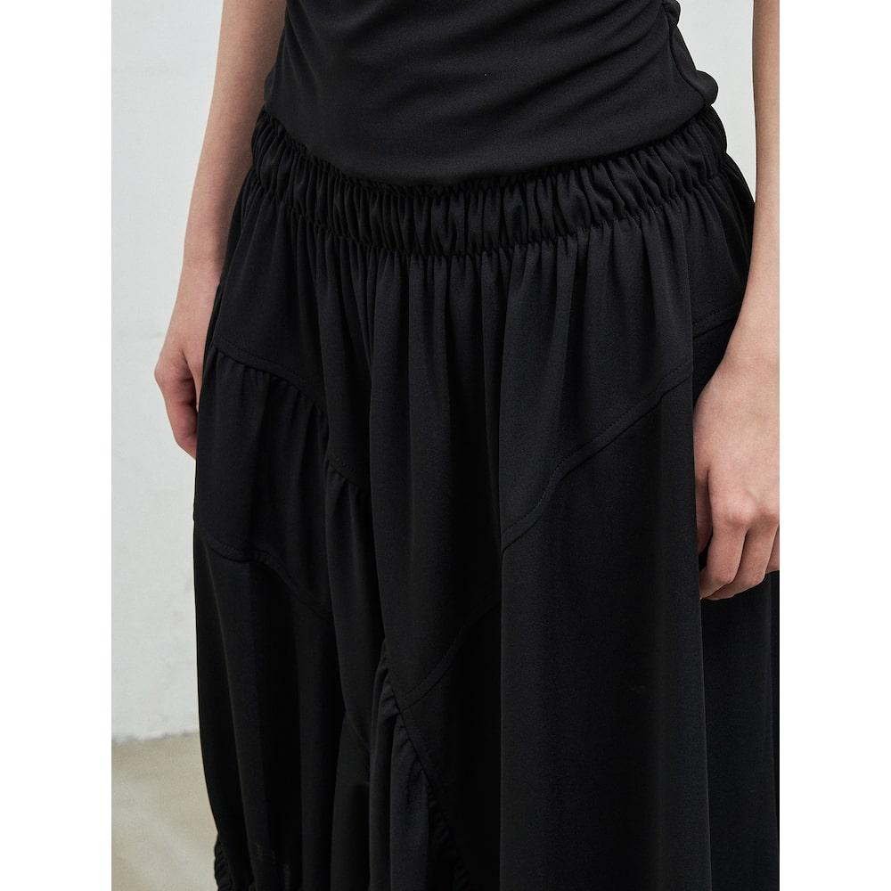 Anggae Balloon Jersey Dress Black