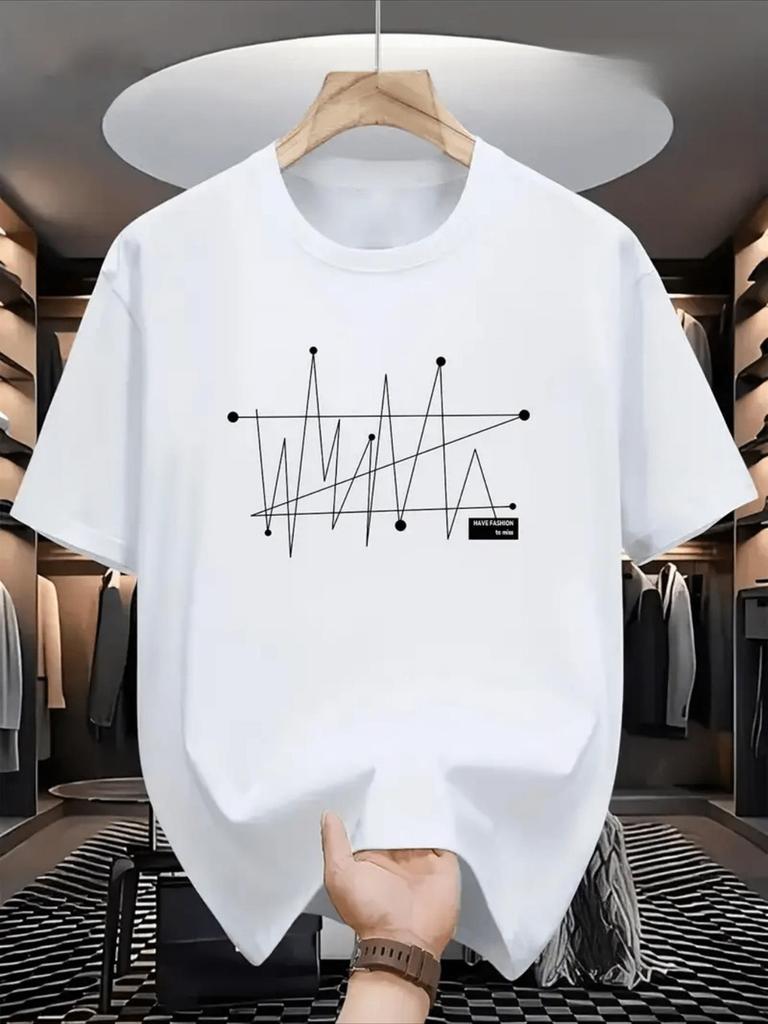 Mens Graphic T-Shirt - White Crewneck Tee , Lightweight Breathable Fabric for Everyday & Formal Wear - Machine Washable Casual Summer Top