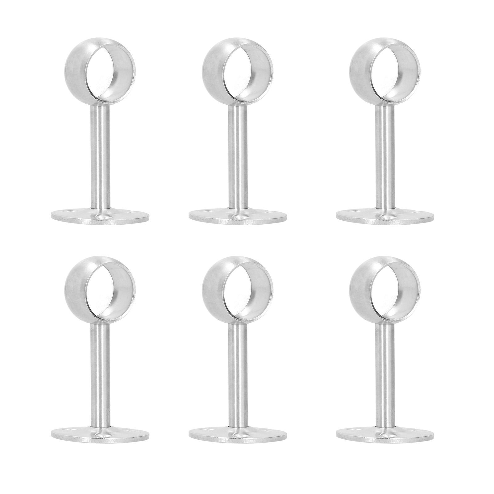 6 stuks flensvoet roestvrij staal gordijnroede beugels kledingkast stanghouder hardware fitting(22 AllPass )