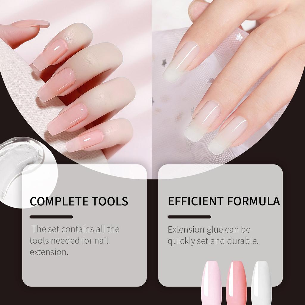 Nail Crystal Powder Nail Lengthening Three Dimensional Shape Lengthening Glue Set Nail Tools 80ml