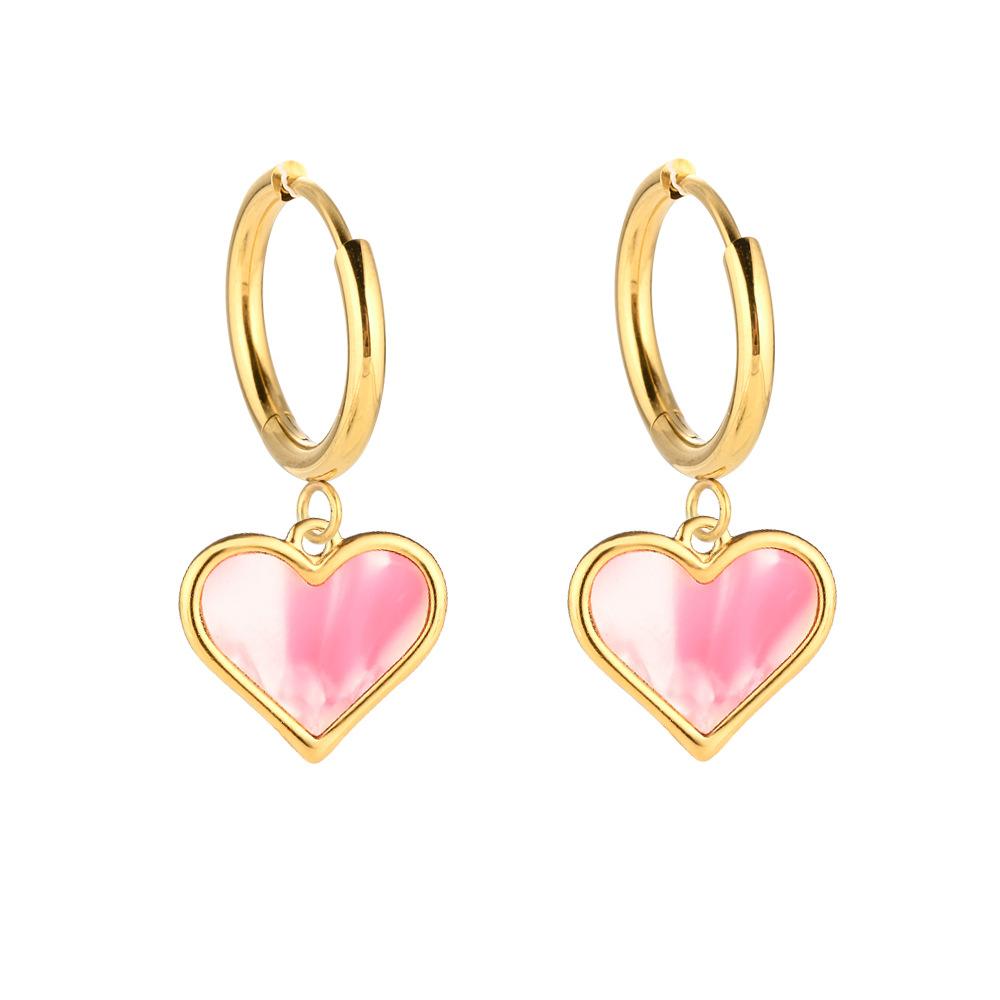 2026 New Stainless Steel Zircon Earrings Sweet Shell Love Moon Cat Whale Pendant Earrings Ear Buckles Female