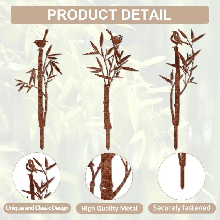Rusty Metal Ground Post For Outdoor Spaces Multipurpose Plant Support And Decoration Simple Installation Gardens