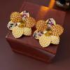 Vintage Flower Earrings for Women Inlaid with Zircon Pearl Exaggerated Stud Earring High-end Retro Zircon for Wedding