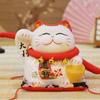 Adorno Maneki Neko de Cerámica de 5.5 Pulgadas Gato de la Fortuna Suerte Decoración Feng Shui Figurine Hucha Caja de Dinero Con Manteles Individuales