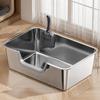 Large Stainless Steel Top-Entry Cat Litter Box with Anti-Splash Design and Deodorizing Features