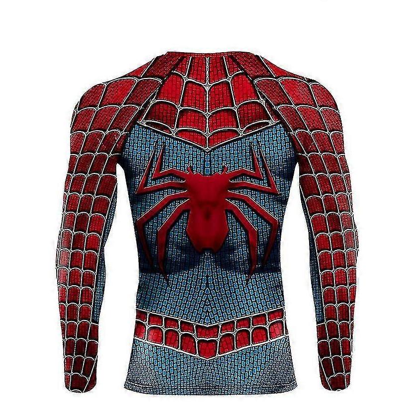 Maglietta da Uomo a Maniche Lunghe e Corte da Allenamento Sportivo Aderente Spider Man