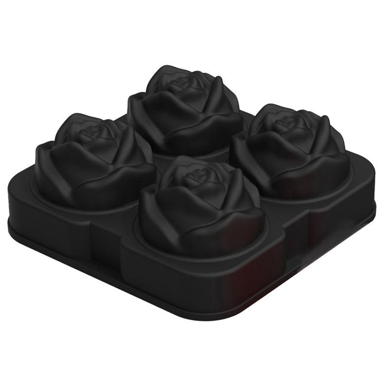 

AEE2-Rose Ice-Cube Tray With Funnel, Makes Four Rose Shaped Ice-Cubes, Easy Release Ice Ball Maker Durable Easy To Use чёрный