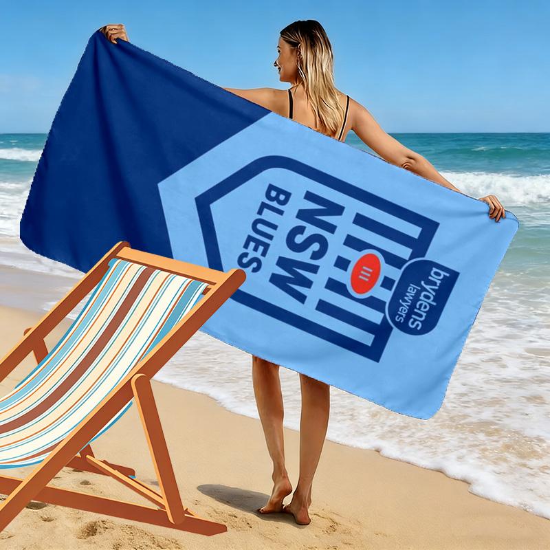 New Blues Print Beach Towel, Large Soft Quick Dry Towel for Beach Camping Swimming