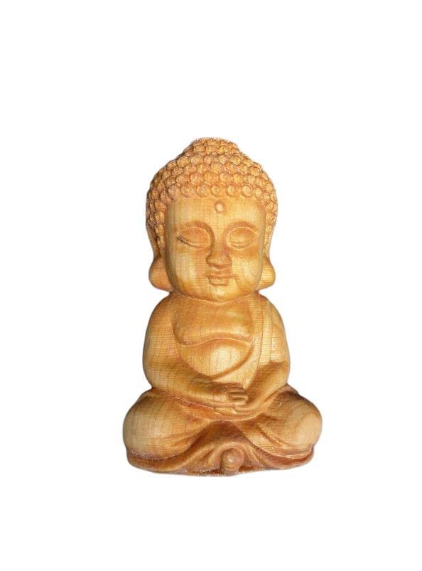 

Miniature Buddha Statue, Wood Carving, Shakyamuni Tathagata, Meditation, Small Figurine, Decorative Gift, Yabai, Natural Cypress Wood, Small