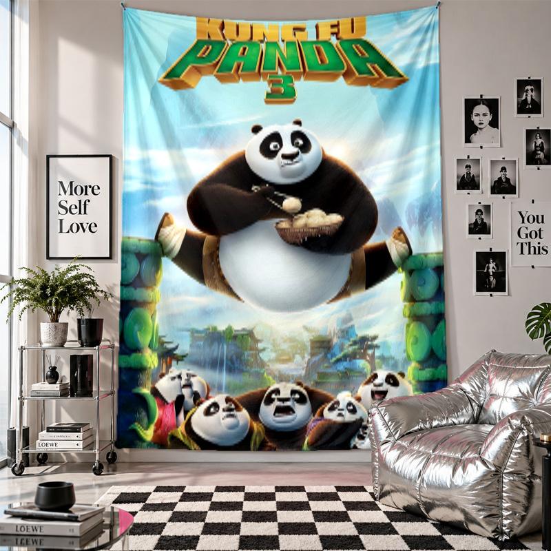 Nástěnná tapiserieKung Fu Panda Umění Závěsná látka Dekorativní kryt pozadí pro výzdobu místnosti