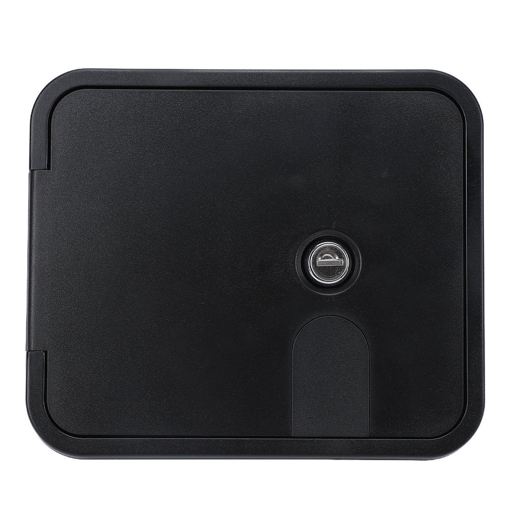 145x116mm RV Power Cord Hatch with Stainless Steel Lock and Key 180 Degree Opening Electrical Access Door for Motorhome