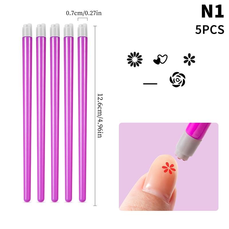 

5/30 шт. Профессиональный набор ручек для стемпинга ногтей Ромашка/Бабочка/Сердце Шаблон для ногтей Инструмент для рисования ногтей DIY Маникюр as the picture