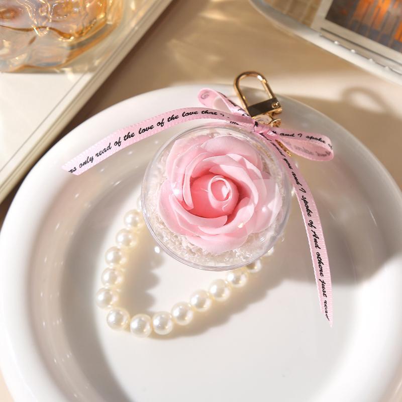 1Pcs Fashion Colorful Fairy Forever Rose Flower Keychains Lover Key Chain Jewelry Flower Hanging Keychain Romantic Gifts