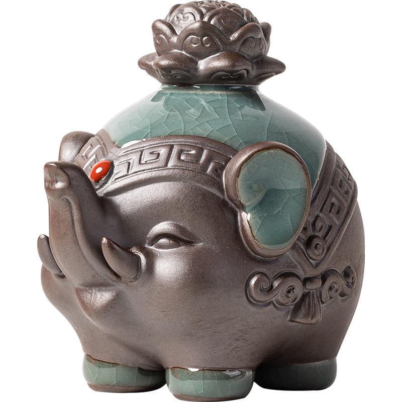 Ceramic Elephant Figurines - Wealth-Bringing Home Decor for Living Room, Wine Cabinet, or Foyer.