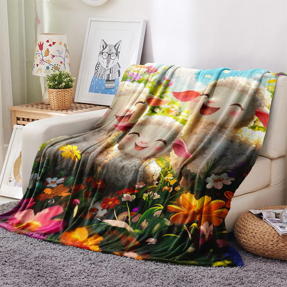 Sheep Print Flannel Blanket, High quality Comfortable for All Seasons, Home Decor, Warmth and Comfort, Perfect for Christmas Gifts