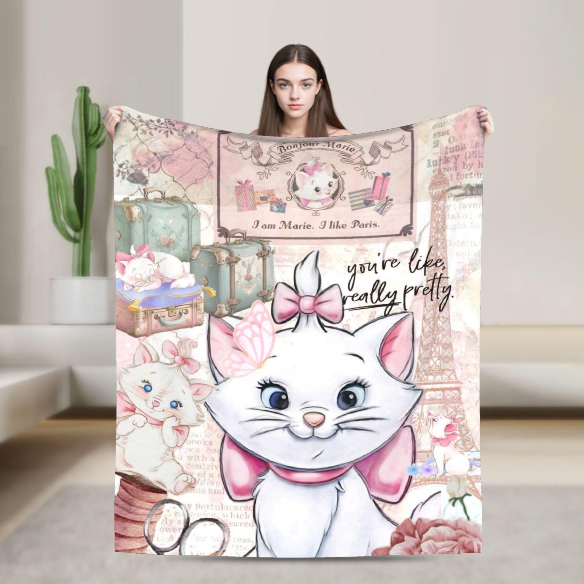 

The Aristocats Marie Cats Paris Blanket Cover Cartoon Plush Throw Blanket Bed Sofa Decoration Soft Warm Bedspreads Breathable 30x40in