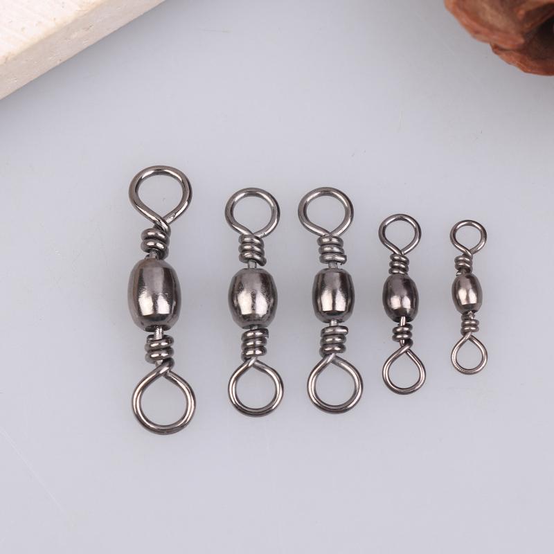 100Pcs Fishing Rolling Swivel Snap Drag Stainless Steel Fishhooks Barrel Swivel Fishing Line Connector Saltwater Freshwater