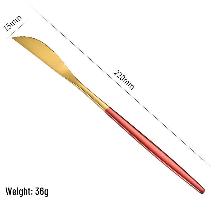 Gold Spray 410 Stainless Steel Cutlery Set (4-Piece) - Steak Knife, Fork, Spoon & Teaspoon - Ideal for Gift-Giving