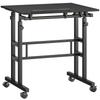 Sit-Stand Desk, Height-Adjustable, 70 x 60 cm, on Casters, Tilting Top, Black Metal Frame