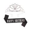 Princess crown bridal rhinestone headband birthday tiara prom party sash