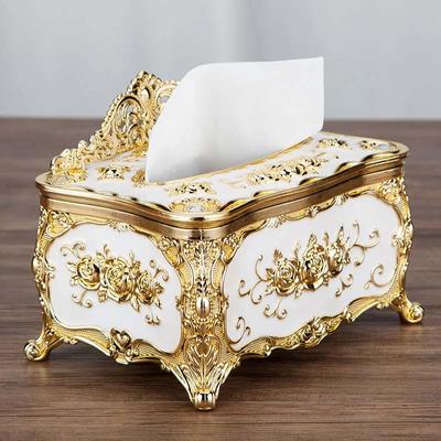 Luxury Gold Tissue Box Chic Napkin Case Holder Hotel Home Decor Organizer European Style Living Room Tissue Paper Box Bedside Table Tissue Storage