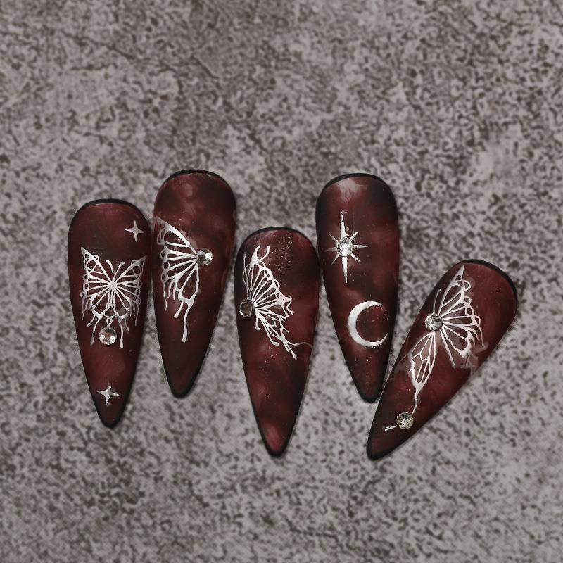 Nail Art Liquid Butterfly Sticker Black and White Laser Aurora Dark Hollow DIY Nail Decorations