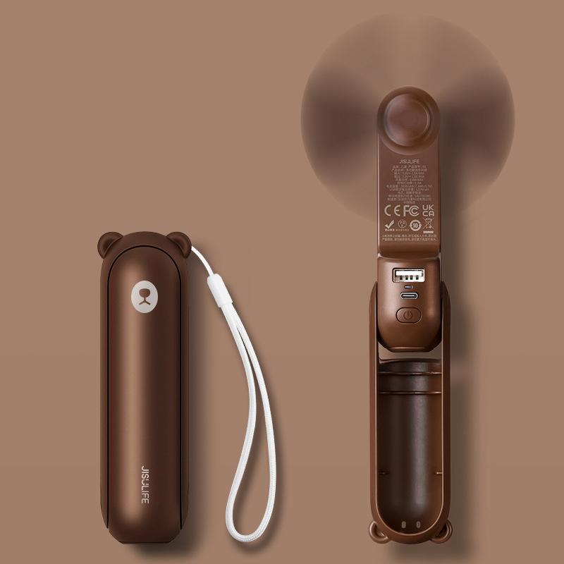 

Ручной мини-вентилятор, ручной вентилятор 3 в 1, небольшой карманный вентилятор с USB-аккумулятором и блоком питания, фонарик, портативный вентилятор для путешествий/лета, подарки для женщин коричневый