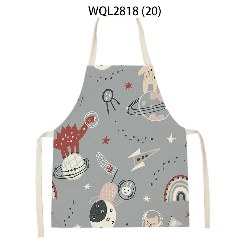 Cute Dog Cat Sheep Cattle Bear Animal Print Kitchen Aprons Women Men Linen Sleeveless Antifouling Apron Cooking Baking Waist Bib