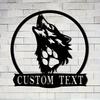 Custom Metal Wolf Head Wall Decor with Personalized Text - Indoor/Outdoor Sign for Home & Garden