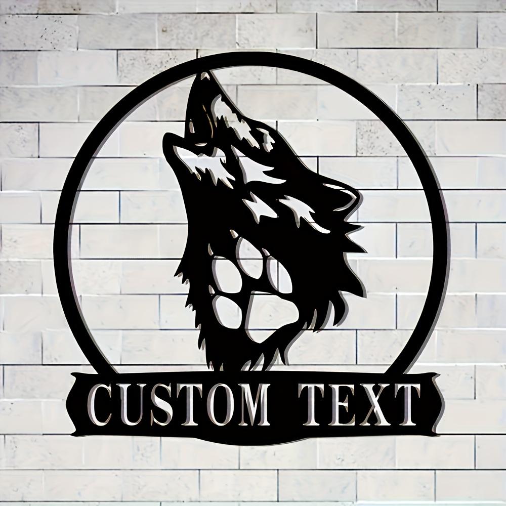 Custom Metal Wolf Head Wall Decor with Personalized Text - Indoor/Outdoor Sign for Home & Garden