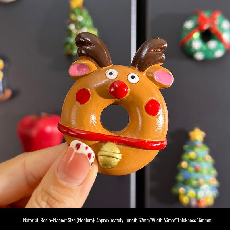 Magneti per Frigorifero di Natale Carini in Resina 3D: Pupazzo di Neve, Albero, Omino di Pan di Zenzero - Adesivi Magnetici Festivi per Decorazione.