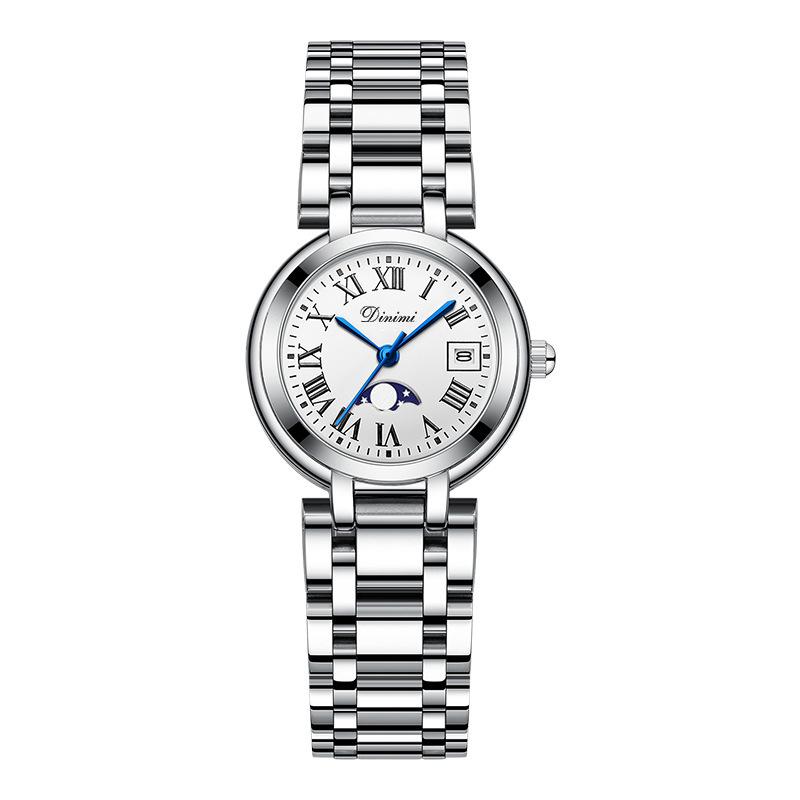 New Temperament Roman Disc Calendar Quartz Watch Fashionable Niche Steel Band Casual Ladies Watch