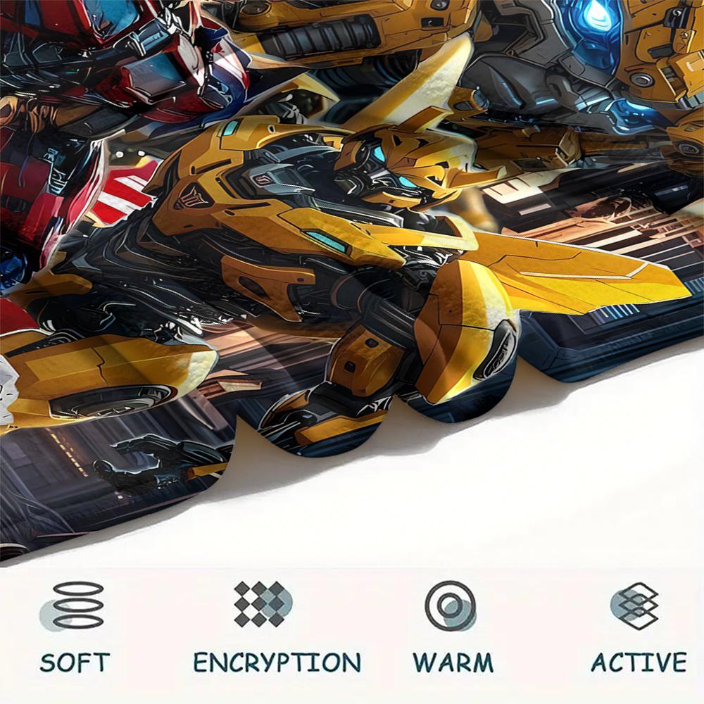 1Pc Transformer Robot Print Flannel Blanket, High Quality Comfortable for All Seasons, Home Decor, Warmth and Comfort, Perfect for Christmas Gifts