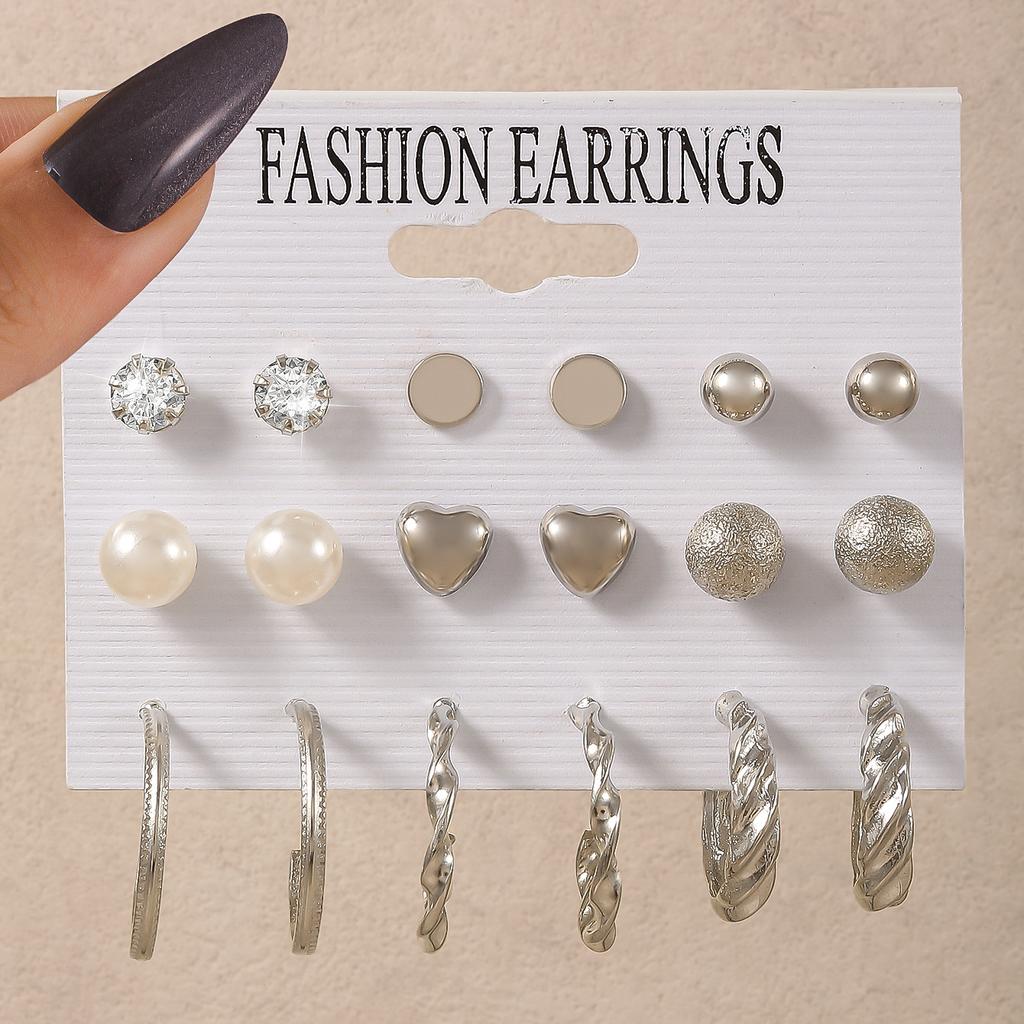 Hot Sale Vintage Gold Geometric Women's Earrings Set Pearl Earrings Earrings Set