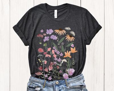 Wildflowers T-Shirt, Boho Flowers, Botanical Tee