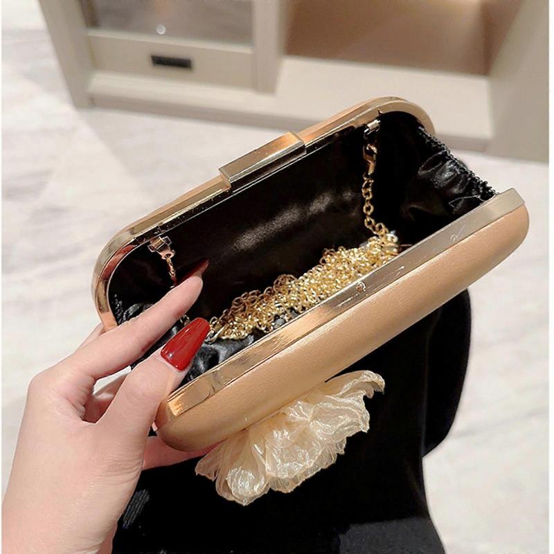 Stylish Flower Handbag for Women Shoulder Bag Evening Clutch Perfect for Parties and Weddings  Gold