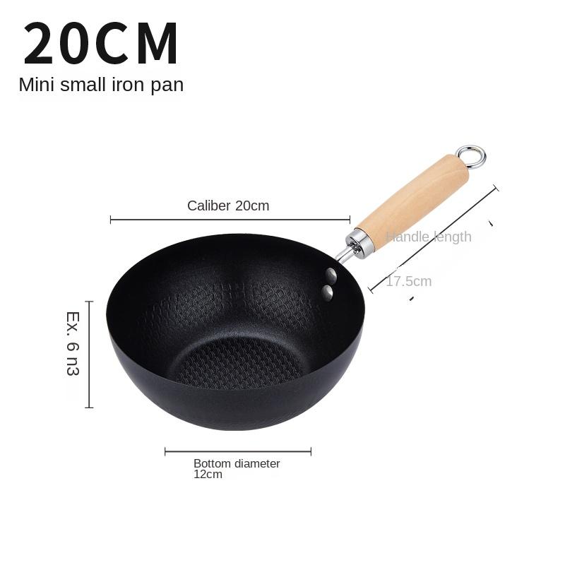 Household Frying Pan for Induction Cooker and Gas Stove, Flat Bottom Pan, Iron Wok