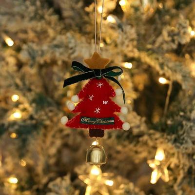 Handmade Christmas Tree Plush Ornaments & New Year Bell Decorations for Car Hanging