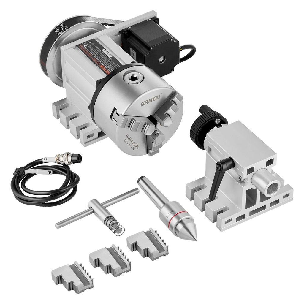 Indexing Dividing Head K11-100mm 3-Jaw Chuck Tailstock for CNC Milling