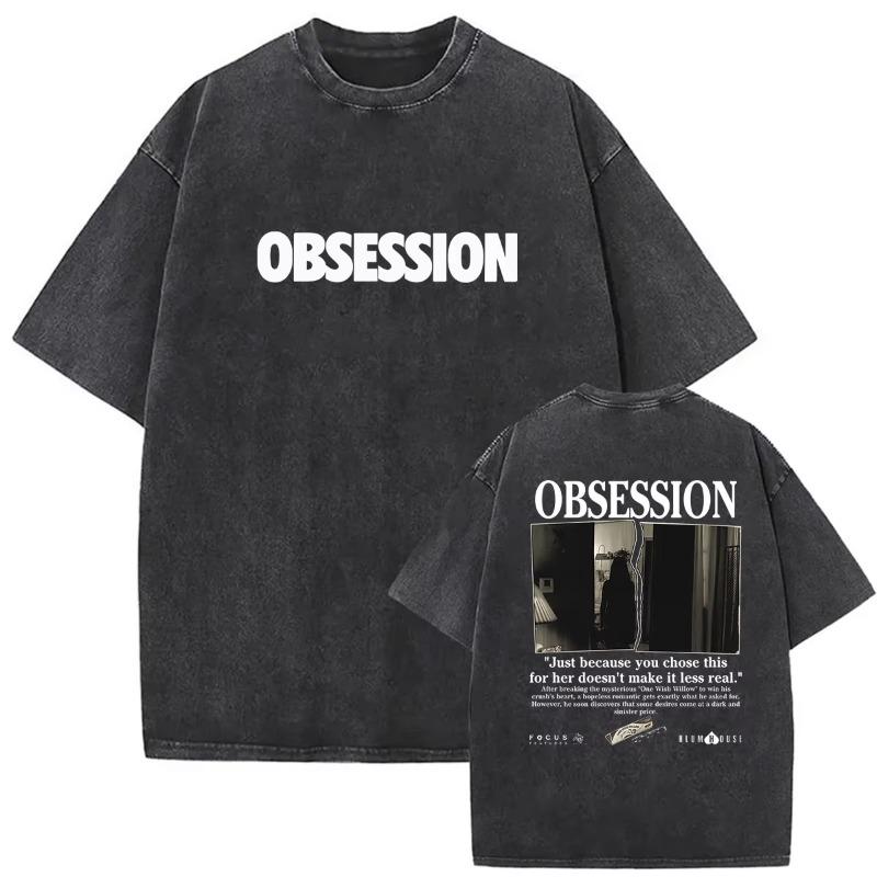 Vintage Washed Obsession Horror Movie 2026 Graphic T Shirt Men Women Fashion Oversized T-shirts Classic Gothic Clothing T-shirt