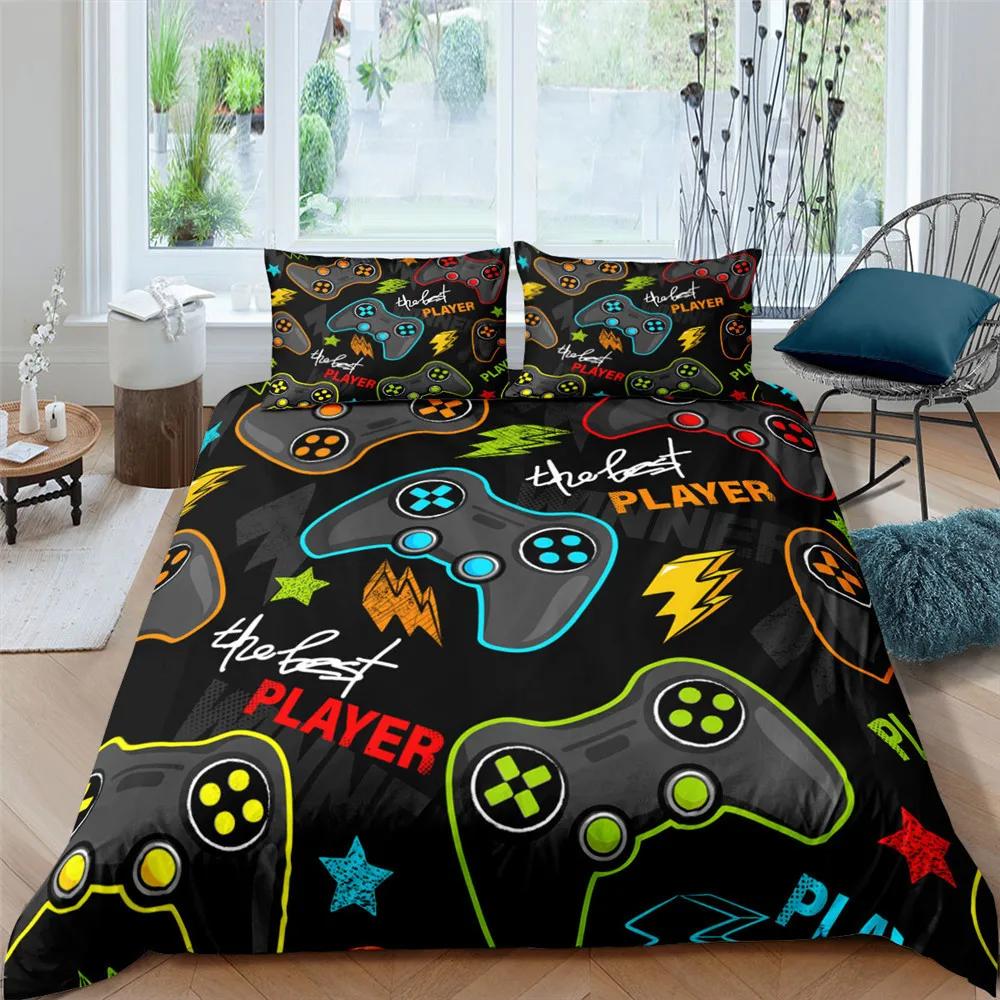 Copripiumino Fashion Gamer 2/3 Pezzi Set Biancheria da Letto Misura King Queen Singolo Bambini Ragazzi Ragazze Gioco Morbido 2/3 pezzi Copripiumino in Poliestere