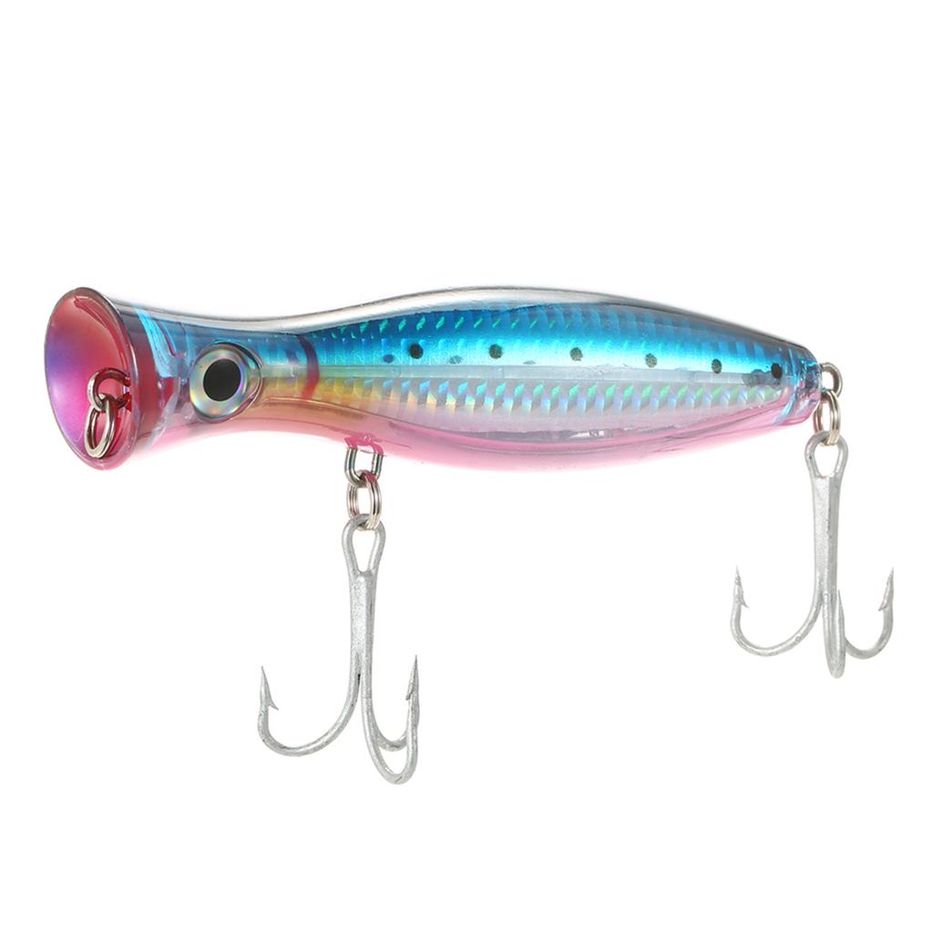 12cm / 45g Large Popper Lure Artificial Seal Lure 3D Eyes Hard Popper Fishing Lure with Hooks and Ring for Saltwater Freshwater