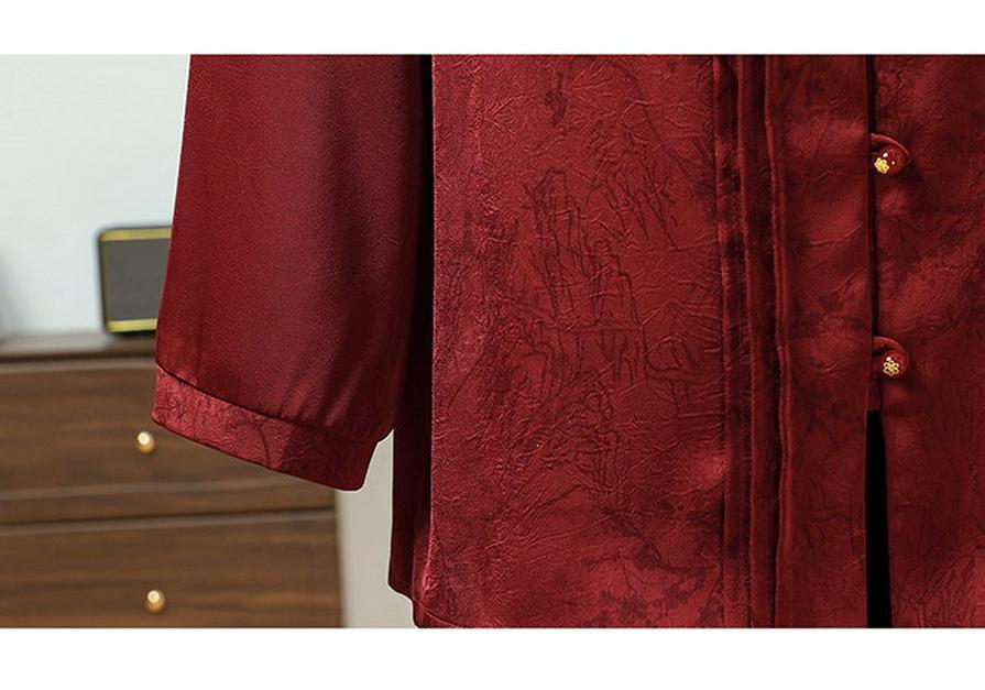 2026 Spring Elegant Seven-Sleeve Blouse for Middle-Aged & Elderly Women
