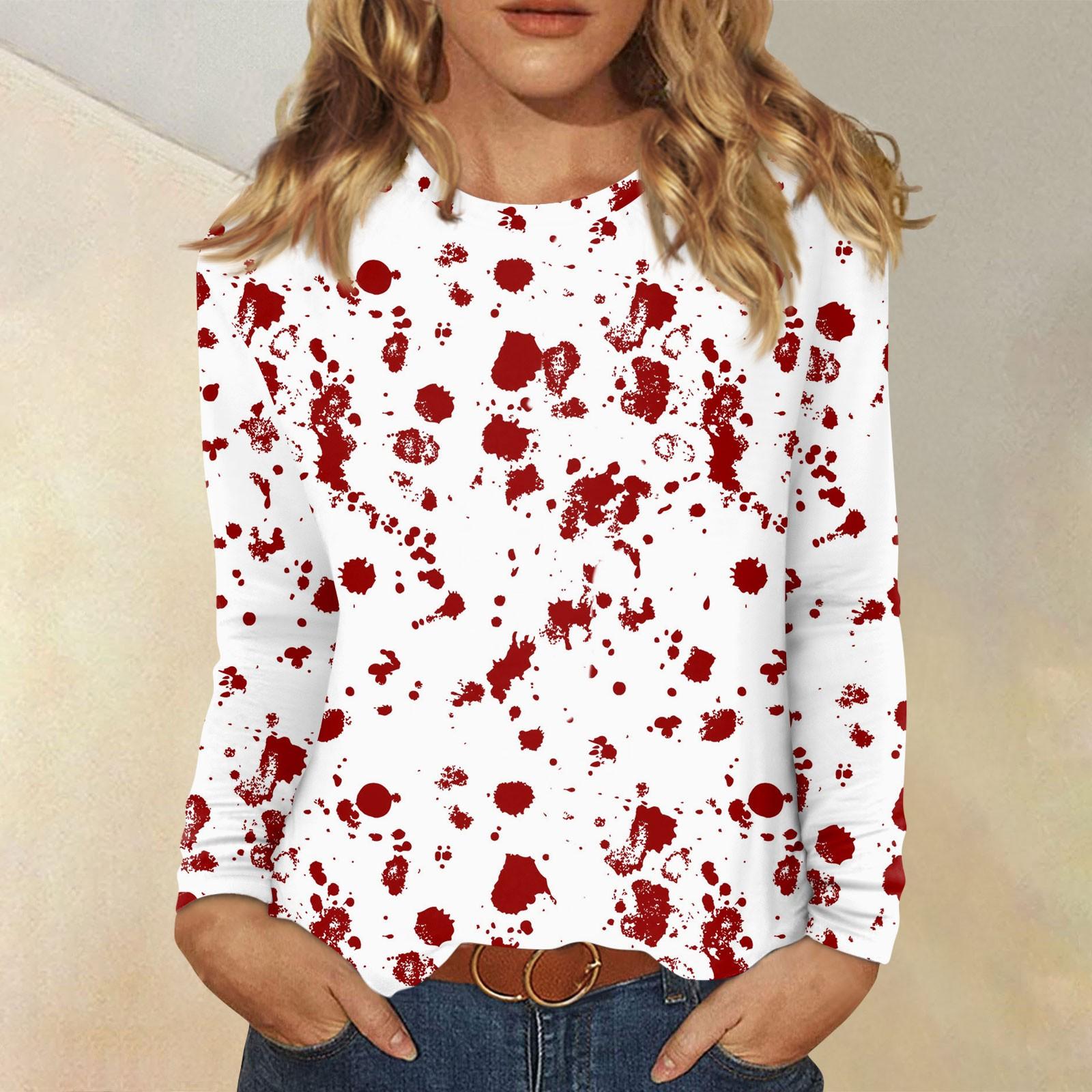 

Женские рубашки с длинным рукавом, милые футболки с графическим принтом на Хэллоуин, блузки, повседневные базовые топы больших размеров, пуловер XL белый