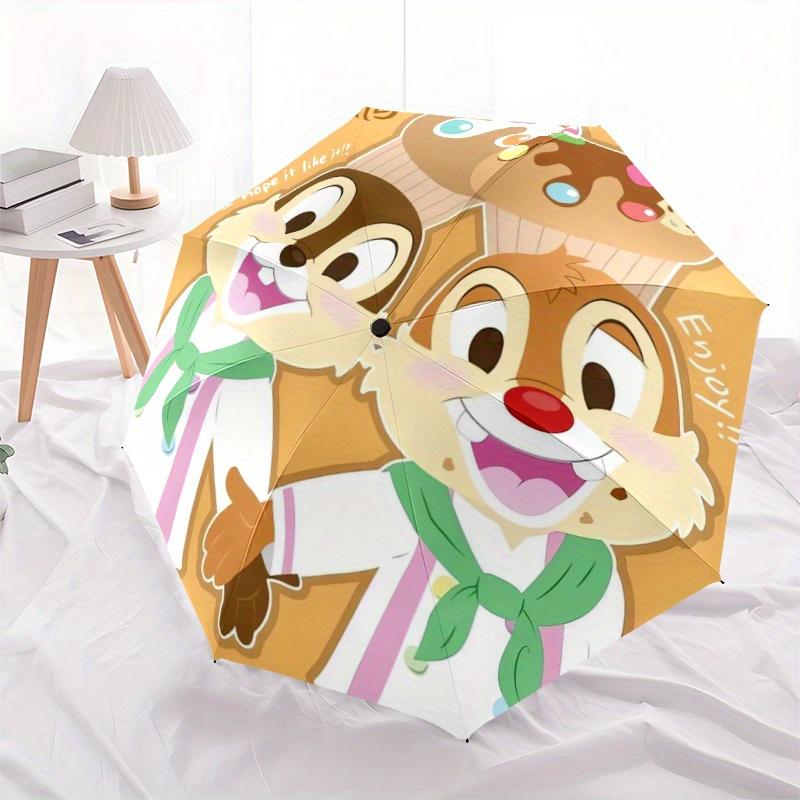 Chip & Dale Stuffed Animal Cute Cartoon Character Automatic Opening and Closing Umbrella - Small Umbrella Suitable for Various Occasions, Po