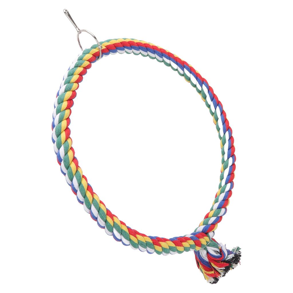 Bird Cotton Rope Ring Toy Colorful Parrot Swing Toys for Parakeets Cockatiels Conure Lovebirds Finches Macaw L