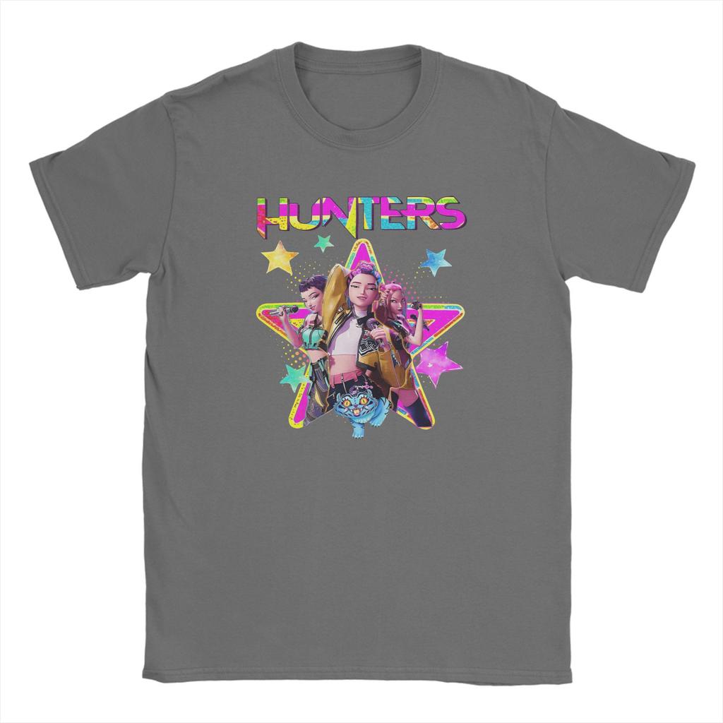 Huntrix Mädchen Kpop Dämonenjäger Baumwoll T-Shirt Für Männer Sommer Vintage T-Shirts O-Ausschnitt Hip Hop Tees Übergröße Druck Kleidung